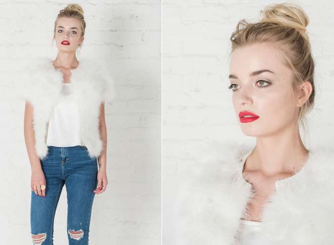 Charlotte Balbier soft Hero and marabou feather Sparrow fur gilets and these beauties can certainly be worn afterwards with a pair of jeans.